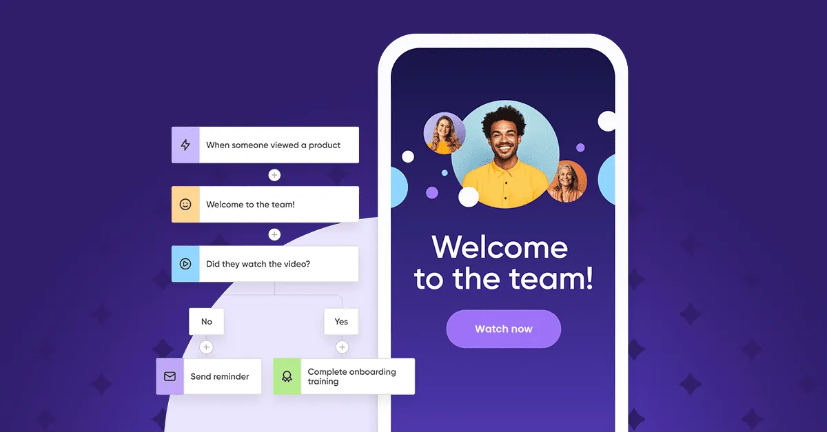 Welcoming a new member with a user-friendly onboarding app experience featuring chatbot interactions and a personalized video greeting.